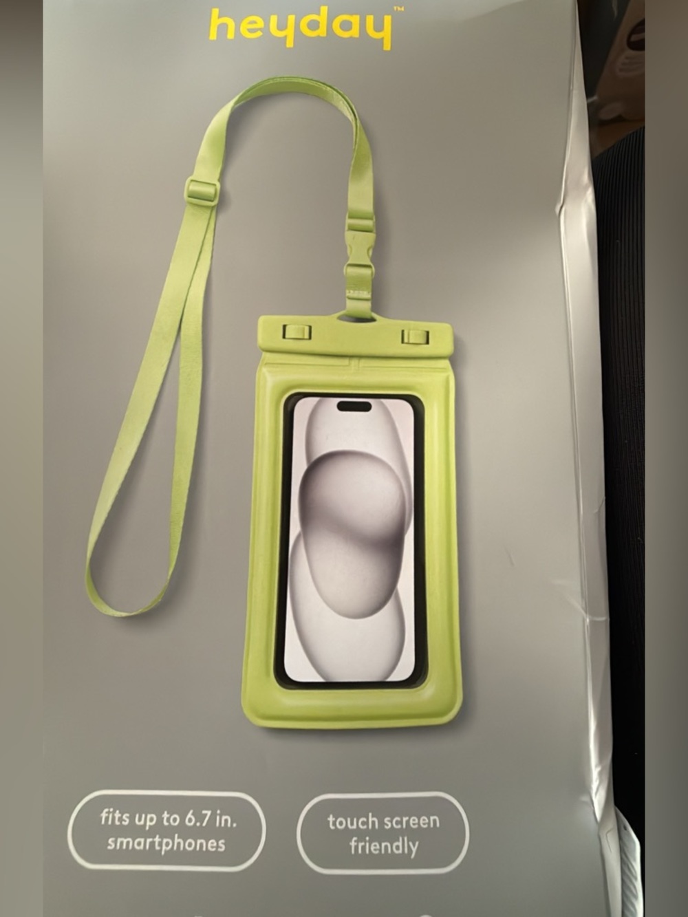 heyday Lime Green & black Waterproof Phone Pouch with Neck Strap
